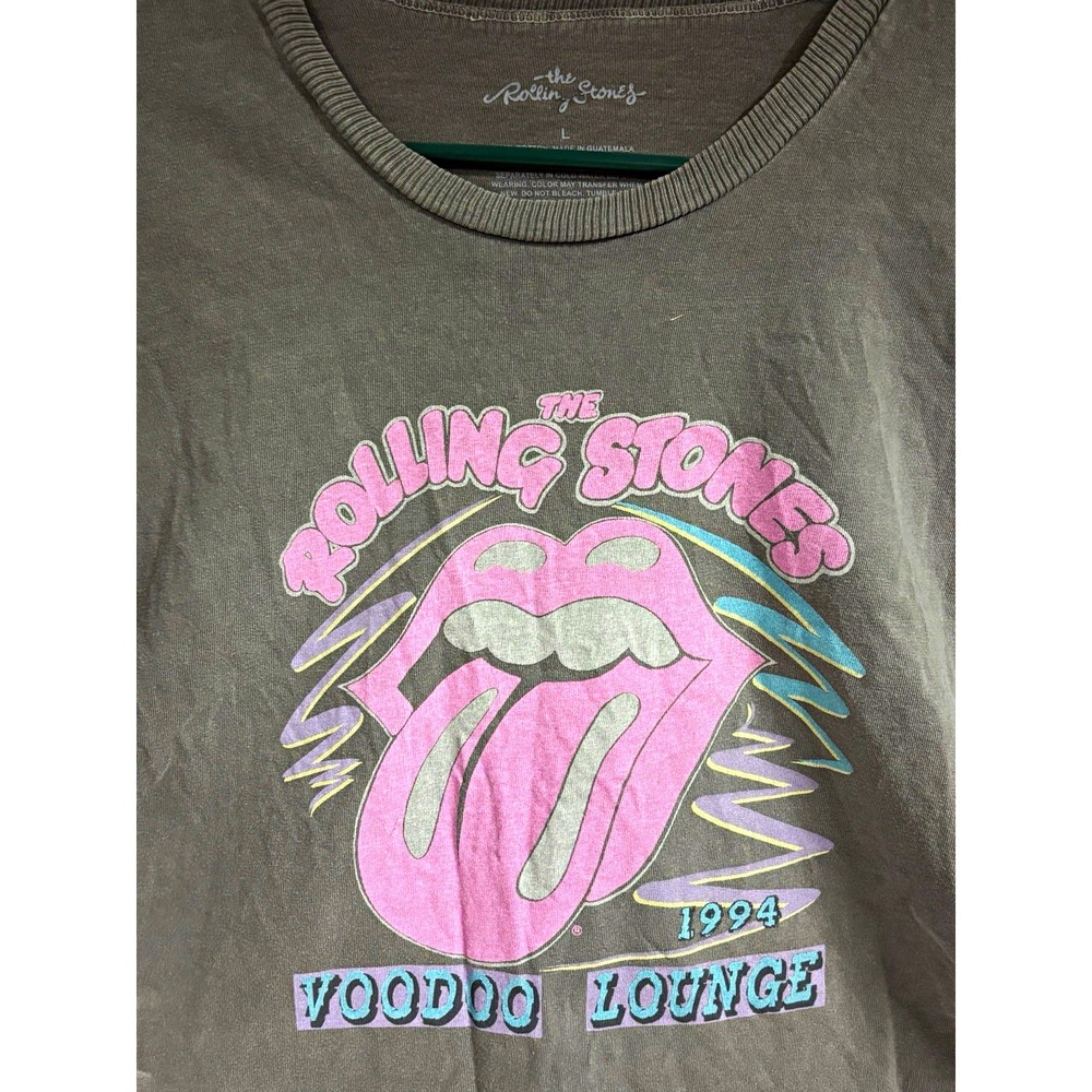 Rolling Stones Voodoo Lounge 1994 Gray Graphic Crop Top T-Shirt Mens Large